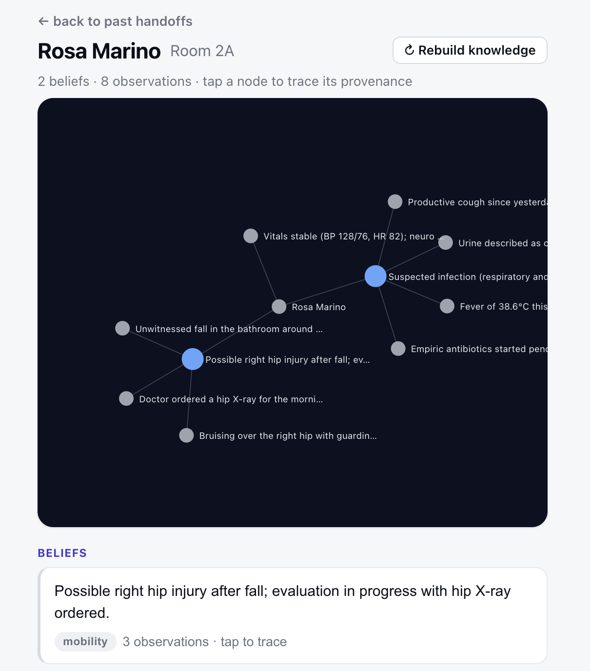 rem provenance-linked belief graph for a resident handoff